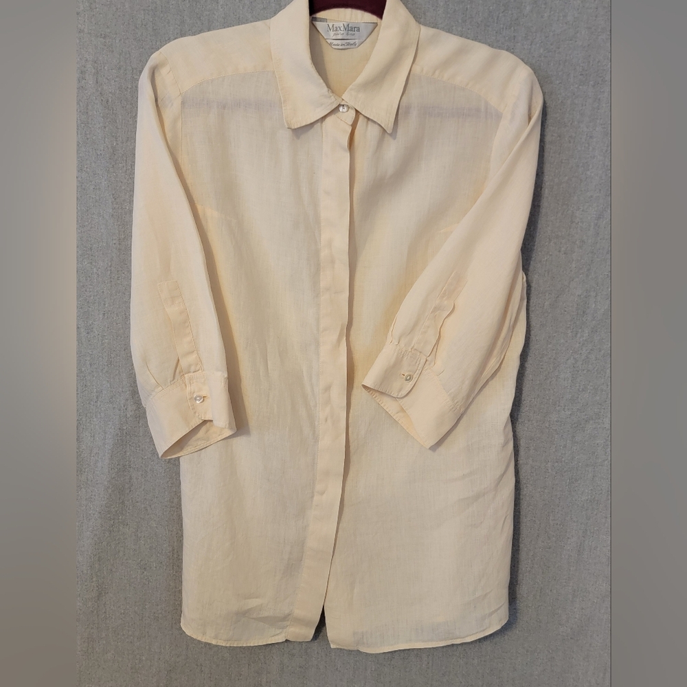 Maxmara Cream Button Down Blouse - image 6